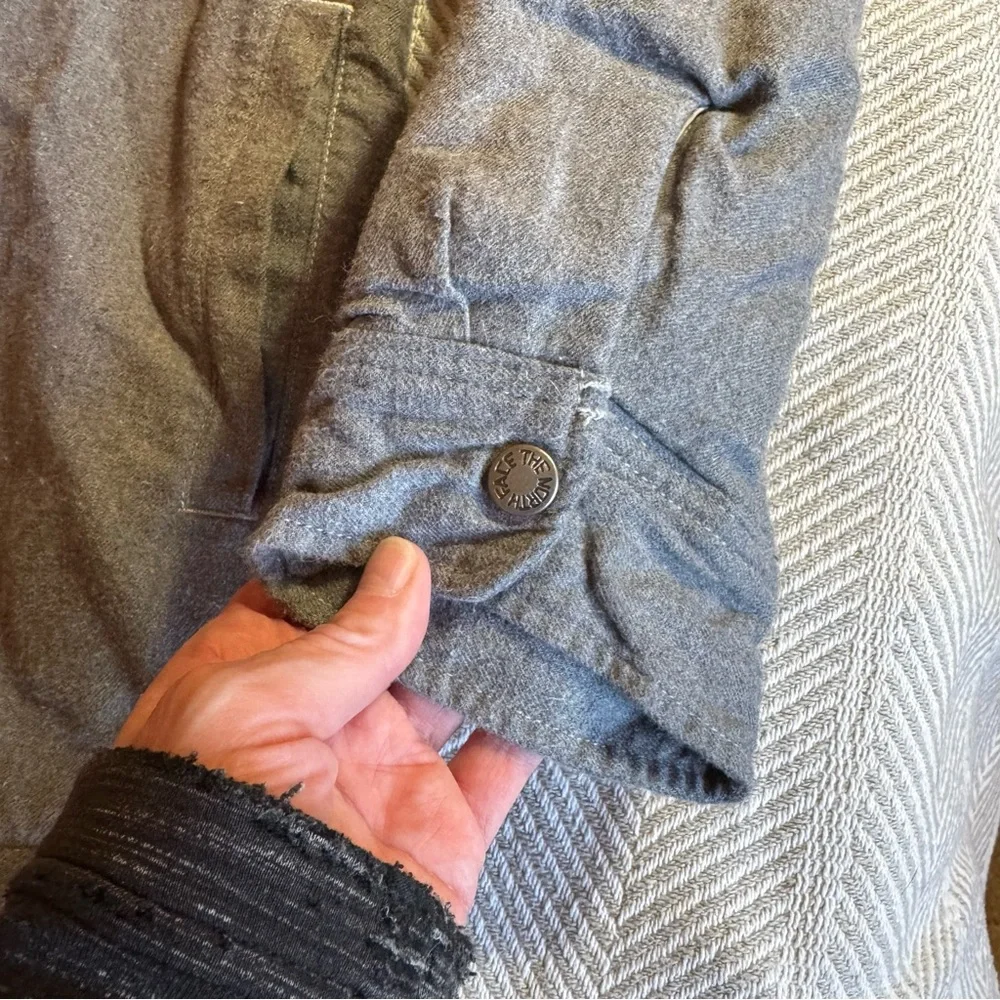 The‎ North Face Men's Sherpa-Lined Flannel Button-Up Shacket Gray, Size XXXL